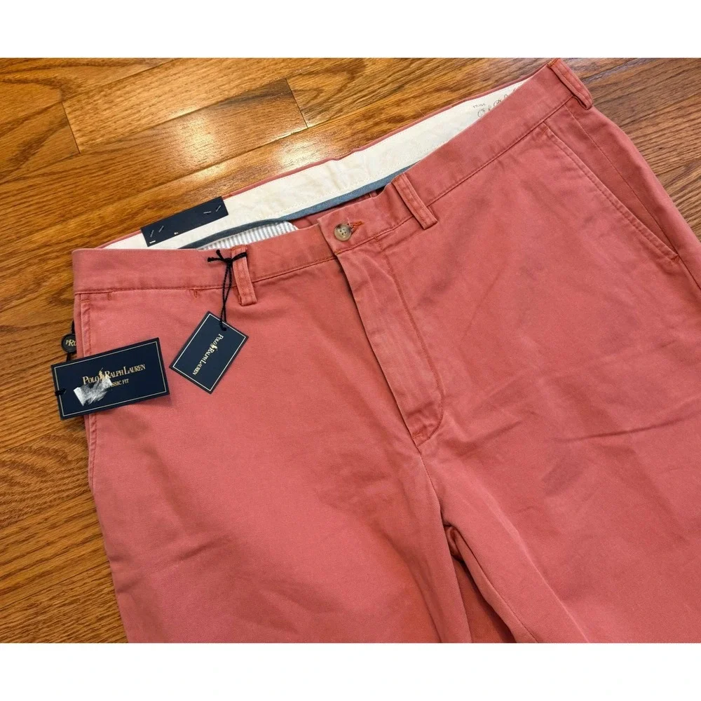 New Polo Ralph Lauren Chino Pants Mens 38x32 Coral Pink Classic Fit Cotton Twill